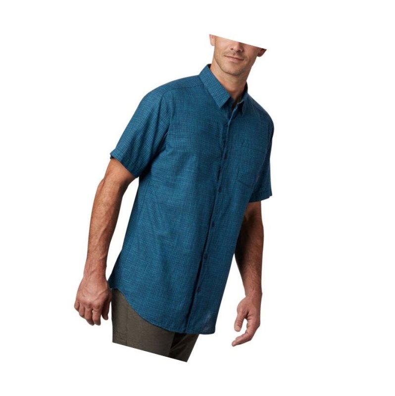 Columbia Under Exposure Yarn Dye Short Sleeve Tall Gömlek Erkek Lacivert | 17450-BKSJ