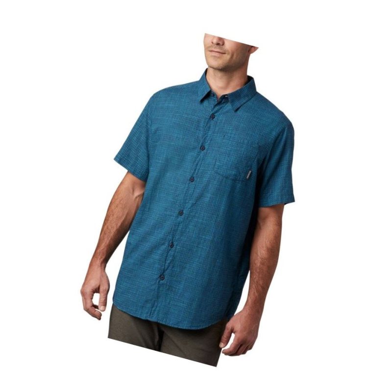 Columbia Under Exposure Yarn Dye Short Sleeve Tall Gömlek Erkek Lacivert | 17450-BKSJ
