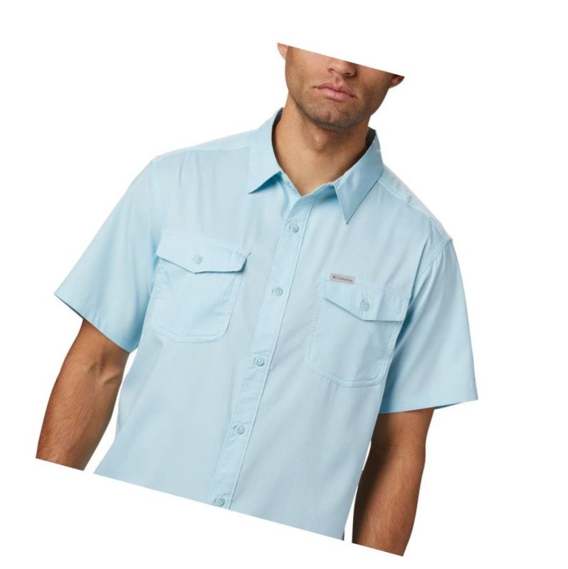 Columbia Utilizer II Solid Short Sleeve Gömlek Erkek Mavi | 78139-PKQO