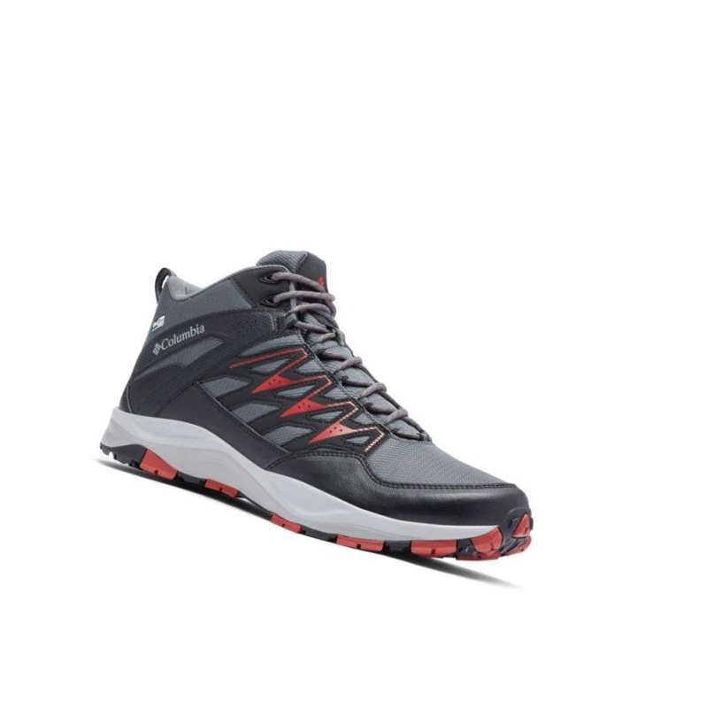 Columbia Wayfinder Mid OutDry Yürüyüş Botu Erkek Koyu Gri Kırmızı | 71534-THLE