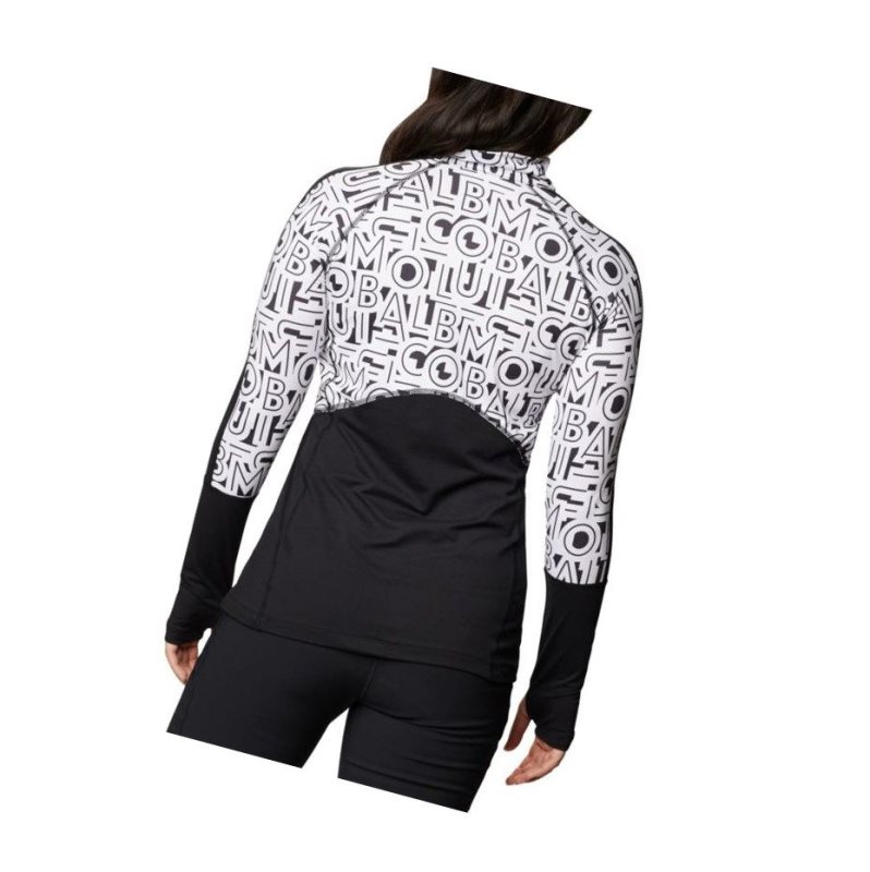 Columbia Winter Power Quarter Zip Knit Sweatshirt Kadın Siyah Beyaz | 94523-QEAX