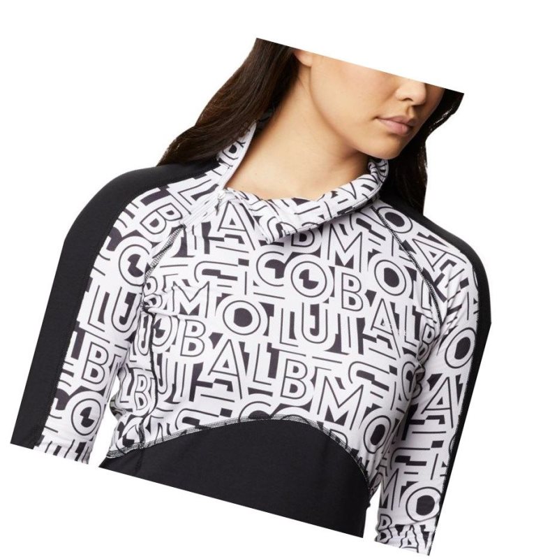 Columbia Winter Power Quarter Zip Knit Sweatshirt Kadın Siyah Beyaz | 94523-QEAX