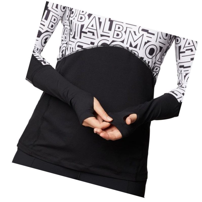 Columbia Winter Power Quarter Zip Knit Sweatshirt Kadın Siyah Beyaz | 94523-QEAX