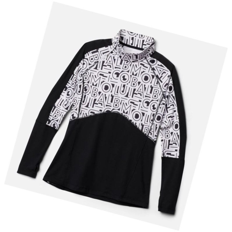 Columbia Winter Power Quarter Zip Knit Sweatshirt Kadın Siyah Beyaz | 94523-QEAX